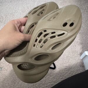 Adidas Beige Foam Slip-Ons